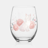 Transparante glazen met een kat en pioenen (Achterkant)