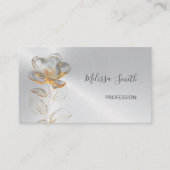 Transparante gouden bloem zilver visitekaartje (Voorkant)