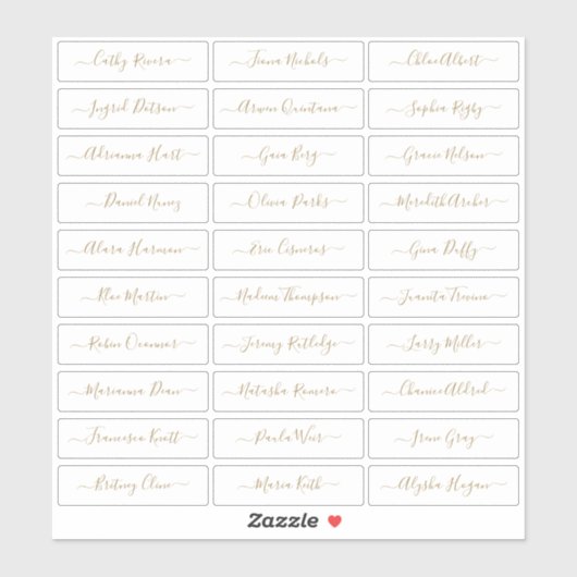 Transparante gouden eenvoudige moderne script gast sticker (Vel)