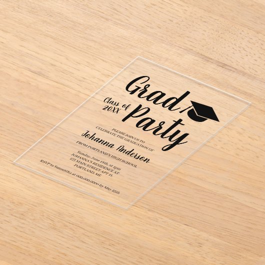 Transparante Graduation Party Acryl Uitnodiging (Laagn)