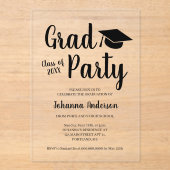 Transparante Graduation Party Acryl Uitnodiging (Voorkant)