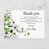 Transparante groene bloemenbegrafenis dank je kaar informatiekaartje (Voorkant)