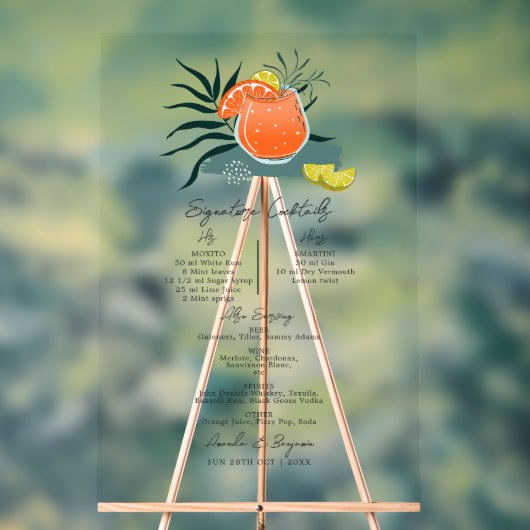 Transparante Italiaanse bruiloft signatuur cocktai Acryl Bord (Neutraal)