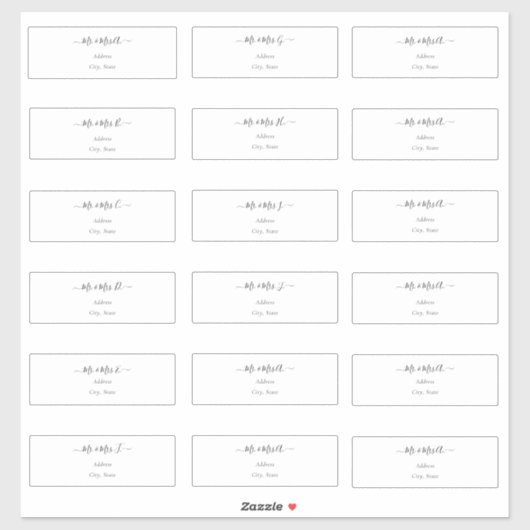 Transparante kalligrafie doe-het-zelf Gastadres Sticker (Vel)