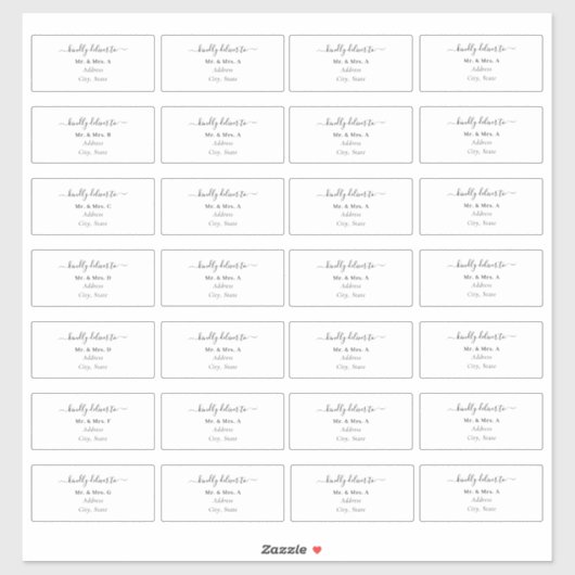 Transparante kalligrafie doe-het-zelf Gastadres Sticker (Vel)