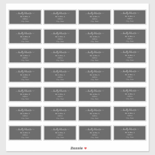 Transparante kalligrafie doe-het-zelf Gastadres Sticker (Vel)