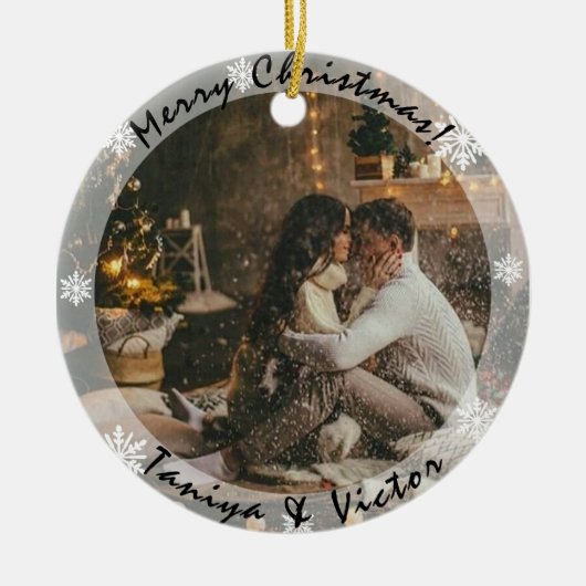 Transparante Lijst met kerstversiering voor foto's Keramisch Ornament (Voorkant)