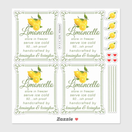 Transparante Limoncello prijs voor 4 labels (Vel)