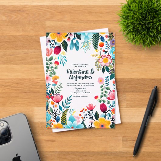 Transparante Mexicaanse Fiesta bloemen bruiloft Acryl Uitnodigingen (Insitu (Uitnodiging))