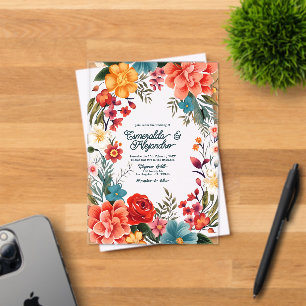 Transparante Mexicaanse Fiesta Floral Wedding Acryl Uitnodigingen