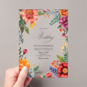 Transparante Mexicaanse Fiesta Vibrant Bloemen Huw Acryl Uitnodigingen (Insitu (Draagbaar))