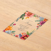 Transparante Mexicaanse Fiesta Vibrant Bloemen Huw Acryl Uitnodigingen (Laagn)