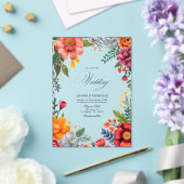 Transparante Mexicaanse Fiesta Vibrant Bloemen Huw Acryl Uitnodigingen (Insitu (Huwelijk))