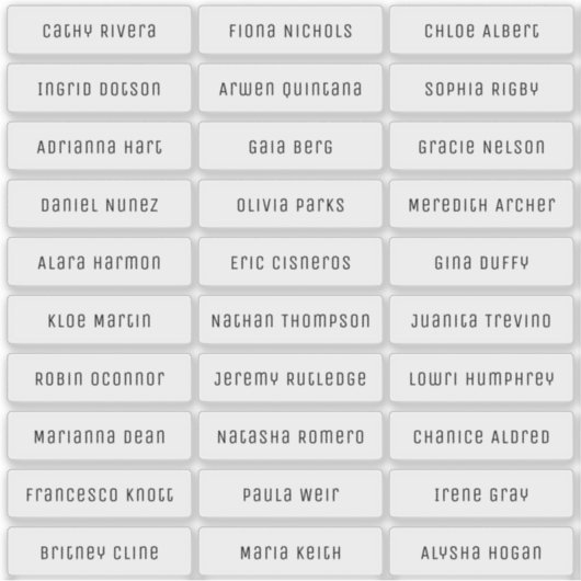 Transparante moderne chic gastnamen sticker (Voorkant)