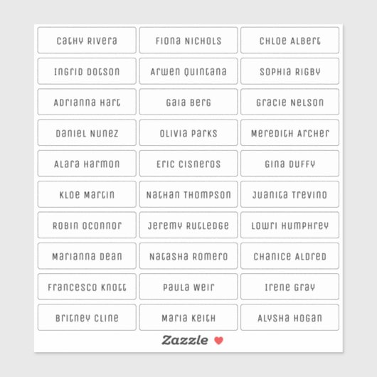 Transparante moderne chic gastnamen sticker (Vel)