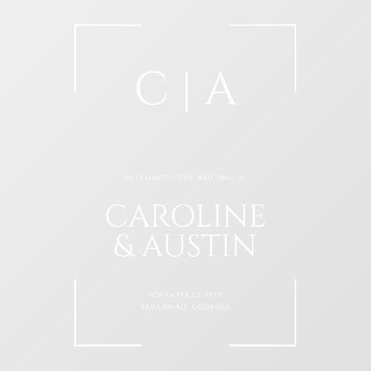 Transparante Moderne Initialen Bruiloft Welkomstbo Raamsticker (Vel)