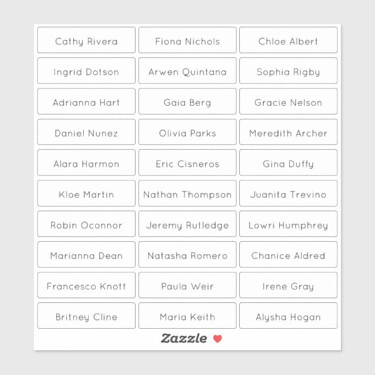 Transparante moderne minimalistische gastnamen sticker (Vel)