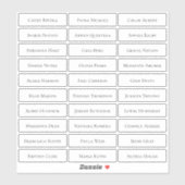 Transparante moderne minimalistische gastnamen sticker (Vel)
