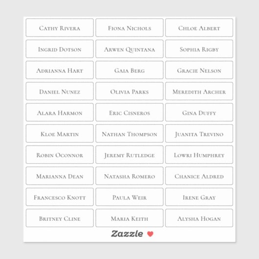 Transparante moderne minimalistische gastnamen sticker (Vel)