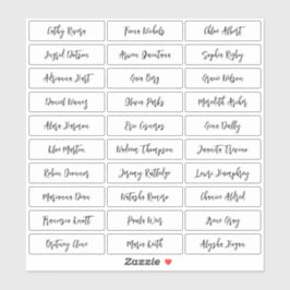 Transparante moderne scriptgastennamen sticker