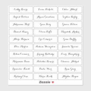 Transparante moderne scriptgastennamen sticker