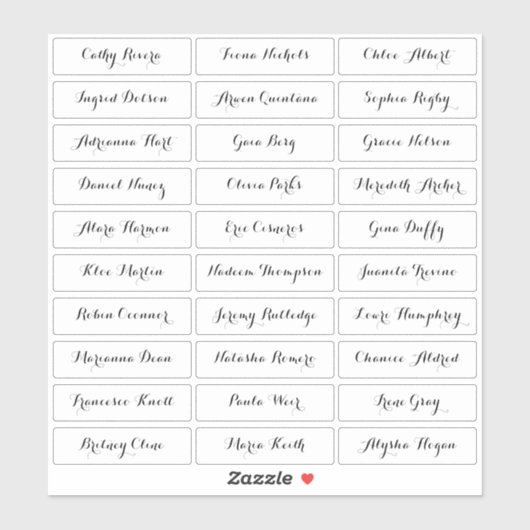 Transparante moderne scriptgastennamen sticker (Vel)