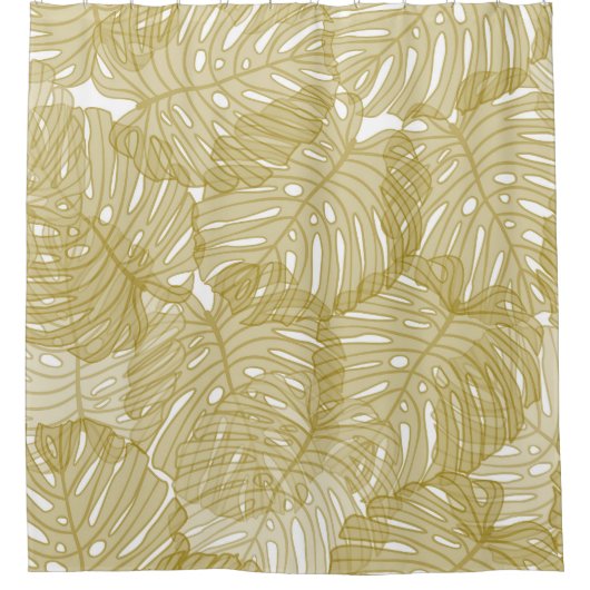 Transparante Monstera laat witte achtergrond Douchegordijn (Voorkant)