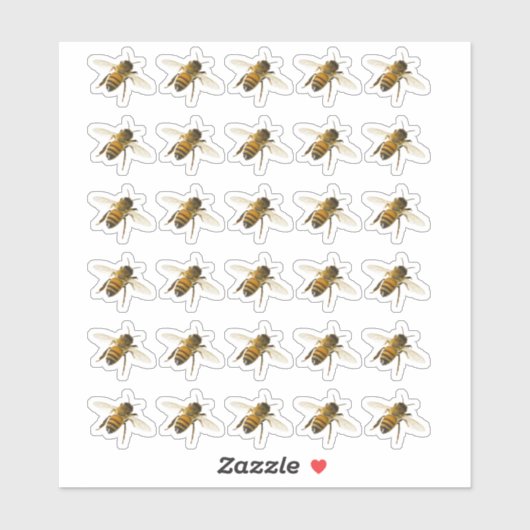 Transparante of witte realistische Honingbij in de Sticker (Vel)