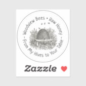 Transparante of witte Skep & Bijen Honey Deksel La Sticker (Vel)