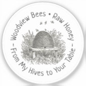 Transparante of witte Skep & Bijen Honey Deksel La Sticker (Voorkant)