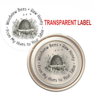 Transparante of witte Skep & Bijen Honey Deksel La Sticker