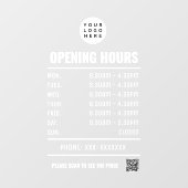 Transparante openingstijden met QR-code Raamsticker (Vel)