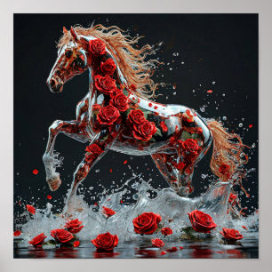 🌹 Transparante Paard Binnenin Roos Dromerige Fant Poster