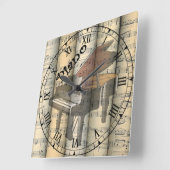 Transparante Piano ~ Rolled  vel Music ~ Vierkante Klok (Hoek)