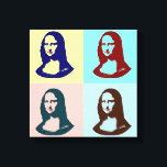 Transparante Pop Art Mona Lisa Canvas<br><div class="desc">Transparante Pop Kunst Mona Lisa of La Gioconda,  door Leonardo Da Vinci,  met rode lippen en groene ogen in oude posterstijl</div>