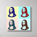 Transparante Pop Art Mona Lisa Canvas<br><div class="desc">Transparante Pop Kunst Mona Lisa of La Gioconda,  door Leonardo Da Vinci,  met rode lippen en groene ogen in oude posterstijl</div>