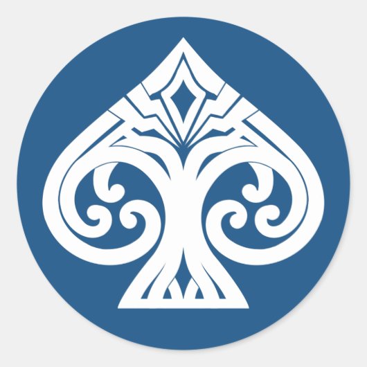 Transparante randloze Art Deco Ace van schoppen Ronde Sticker (Voorkant)