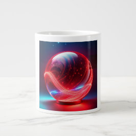 Transparante reflecterende rode bol met sterverlic grote koffiekop