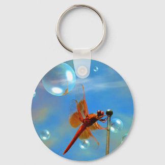 Transparante rode dragonfly sleutelhanger
