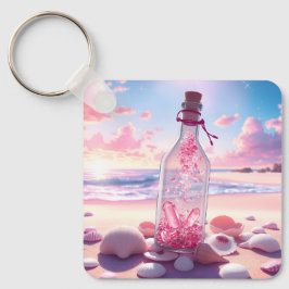 Transparante romantische drijvende fles sleutelhanger