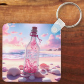 Transparante romantische drijvende fles sleutelhanger (Achterkant)