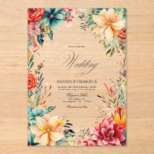 Transparante romantische Mexicaanse Fiesta Floral  Acryl Uitnodigingen