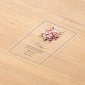 Transparante roze en gouden bloemenbruiloft acryl uitnodigingen (Laagn)
