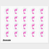 Transparante roze voet ronde sticker (Vel)