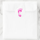 Transparante roze voet ronde sticker (Tas)