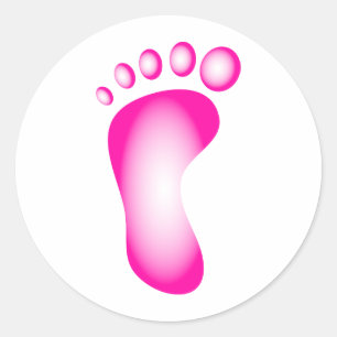 Transparante roze voet ronde sticker