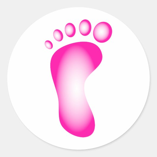 Transparante roze voet ronde sticker (Voorkant)