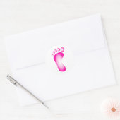 Transparante roze voet ronde sticker (Envelop)