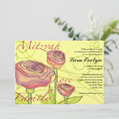 Transparante Rozen Bat Mitzvah Uitnodiging (Staand voorkant)