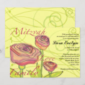 Transparante Rozen Bat Mitzvah Uitnodiging (Voorkant / Achterkant)